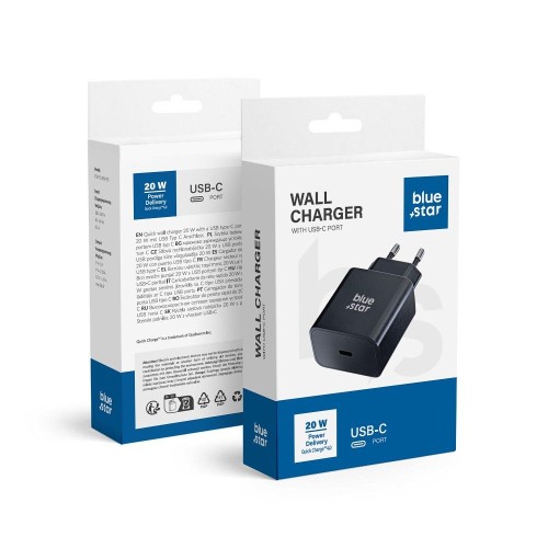 BLUE STAR ładowarka sieciowa 3A 20W USB-C PD QC4.0 - czarna