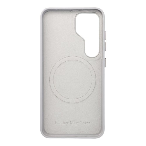 Etui na Samsung S25 Leather Mag Cover zgodne z MagSafe szare
