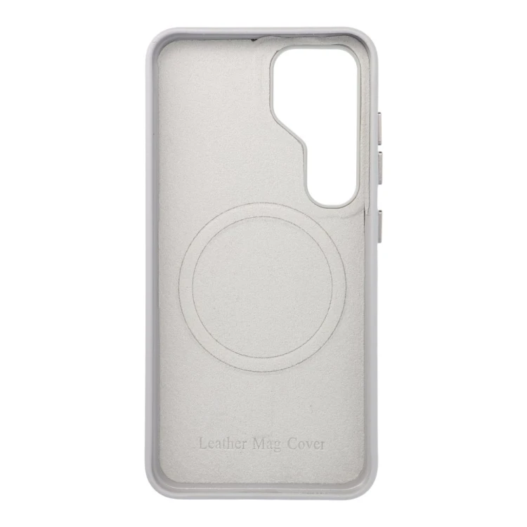 Etui na Samsung S25 Leather Mag Cover zgodne z MagSafe szare
